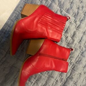 Lulu's Vibrant Red Ankle Boots